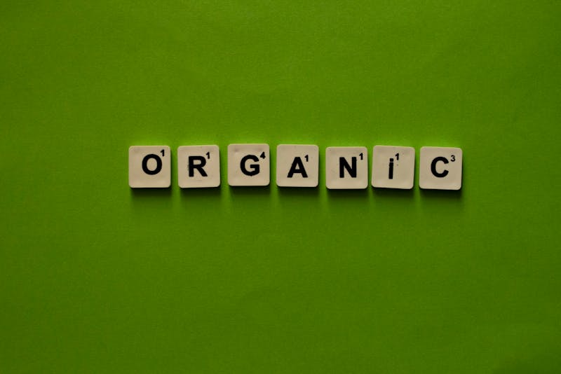 organic written on small wooden tiles